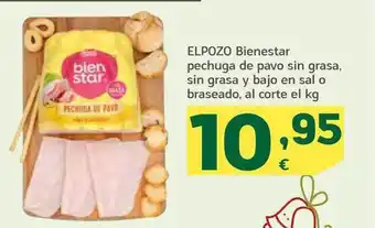 HiperDino Elpozo bienestar pechuga de pavo sin grasa, sin grasa y bajo en sal o braseado oferta