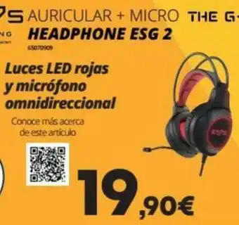 Ecomputer Headphone ESG 2 Luces Led rojas y micrófono omnidieccional Auricular + Micro oferta