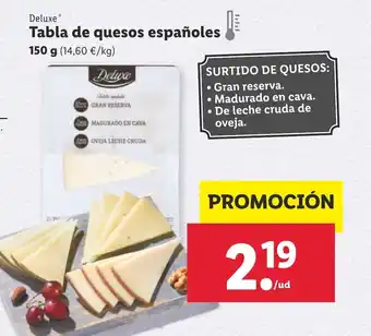 Lidl Deluxe Tabla de Quesos Españoles 150g oferta