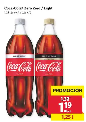 Lidl Coca-Cola Zero Zero / Light 1,25L oferta