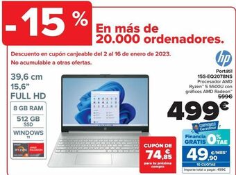 Carrefour Portátil 15s-eq2078ns hp oferta