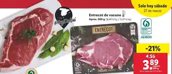 Lidl Entrecot de Vacuno Aprox. 300g oferta