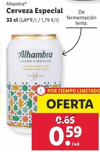 Lidl Cerveza especial alhambra oferta