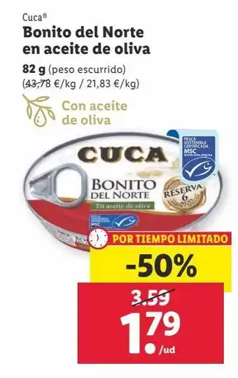 Lidl Bonito del norte en aceite de oliva cuca oferta