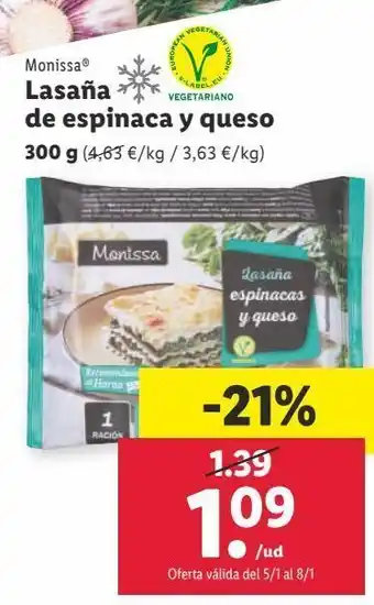 Lidl Lasaña monissa oferta