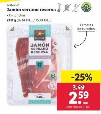 Lidl Jamón serrano realvalle oferta