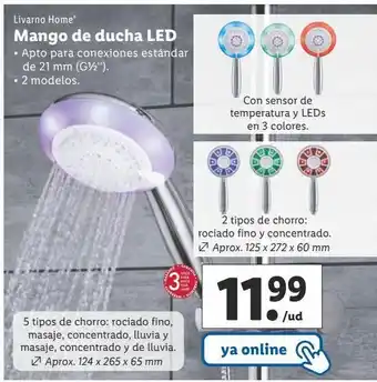 Lidl Mango de ducha livarno oferta