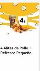 McDonald's 4€ 4 alitas de pollo + refresco pequeño oferta