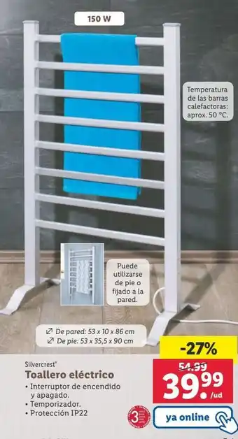 Lidl Toallero eléctrico silvercrest oferta