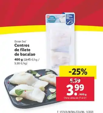 Lidl Centros De Filete De Bacalao 400 g oferta