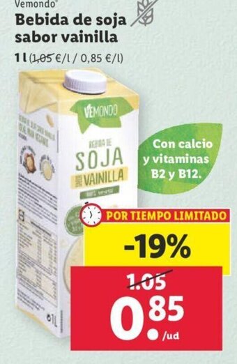 Lidl Bebida De Soja Sabor Vainilla oferta