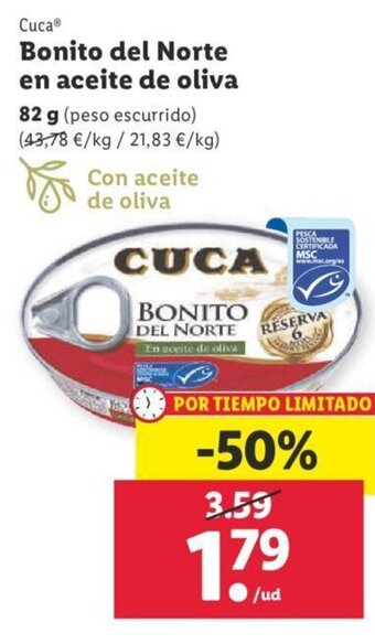 Lidl Bonito Del Norte En Aceite De Oliva oferta
