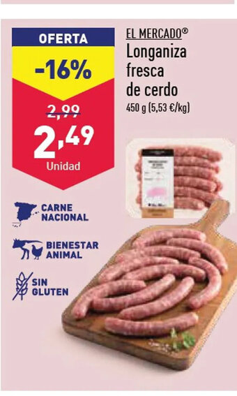 ALDI Longaniza Fresca De Cerdo oferta