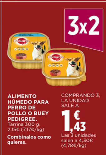 Hipercor Alimento Humedo Para Perro De Pollo o Buey Pedigree oferta