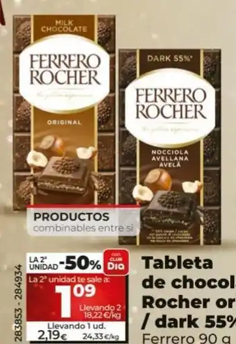 Dia Tableta de chocolate Rocher original/ dark 55% oferta