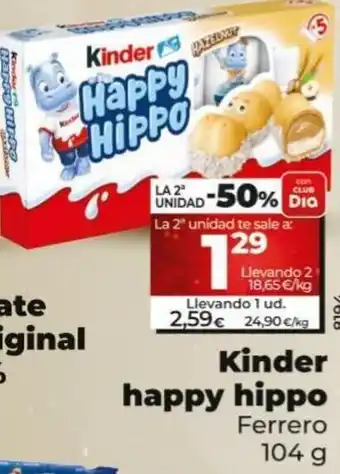 Dia Kinder Happy Hippo oferta