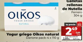 Dia Yogur griego Oikos natural oferta