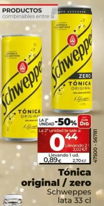 Dia Tónica Original/ zero Schweppes 33 cl. oferta