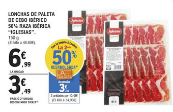 E.Leclerc Lonchas de Paleta De Cebo Ibérica 50% Raza Ibérica "Iglesias" oferta