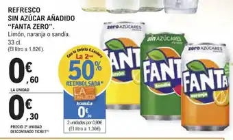 E.Leclerc Refresco Sin Azúcar Añadido "Fanta Zero" oferta