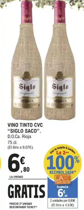 E.Leclerc Vino Tinto Cvc "Siglo Saco" oferta
