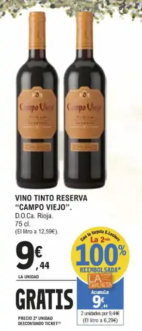 E.Leclerc Vino Tinto Reserva "Campo Viejo" oferta