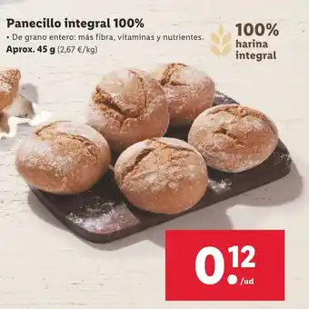 Lidl Panecillo Integral 100% Aprox. 45g oferta