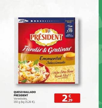 Alcampo Queso rallado president oferta
