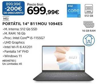 Costco Msi portátil 14 oferta
