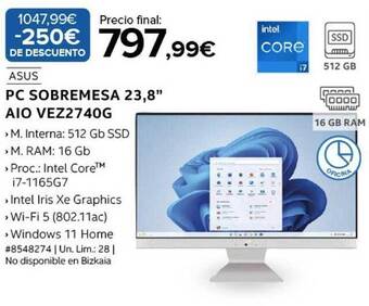 Costco Asus pc sobremesa 23.8 oferta