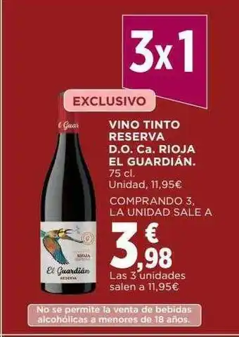 Hipercor Vino tinto reserva d.o.ca. rioja el guardián oferta