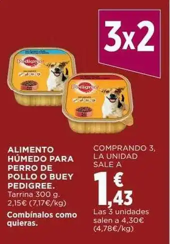 Hipercor Alimento húmedo para perro de pollo o buey pedigree oferta
