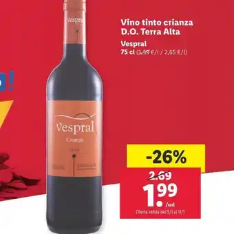 Lidl Vino tinto crianza oferta