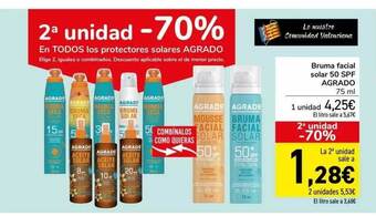 Carrefour Bruma Facial Solar 50 Spf Agrado 2a Unidad -70% oferta