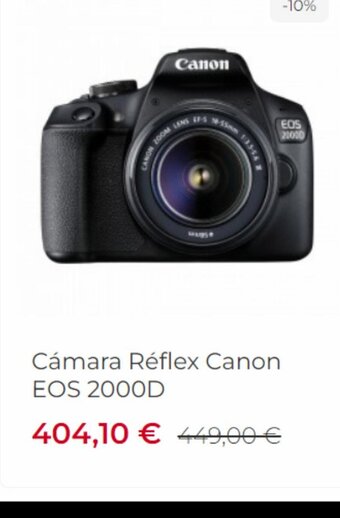 Visanta Camara Reflex Canon EOS 2000D oferta