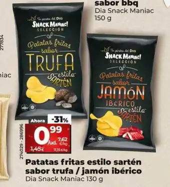 Dia Patatas fritas estilo sartén sabor trufa - jamón ibérico dia snack maniac oferta