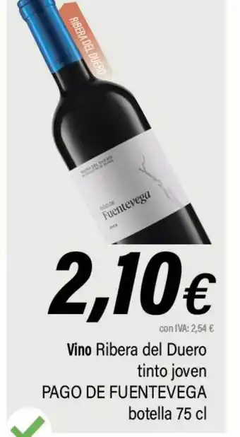 Vino ribera del duero tinto joven pago de fuentevega botella