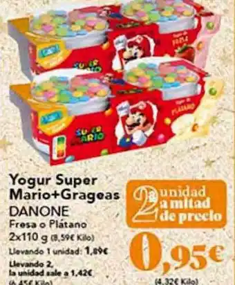 Gadis Yogur super mario+grageas danone fresa o plátano oferta