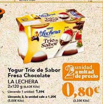 Gadis Yogur trío de sabor fresa chocolate la lechera oferta