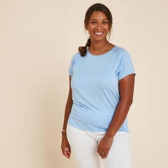 Decathlon Camiseta yoga manga corta oversize ecodiseñada mujer starever azul claro oferta