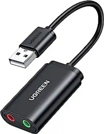 Amazon Ugreen tarjeta de sonido usb externa soporta auriculares y micrófono, adaptador de audio usb a jack 3.5mm, adaptador de so... oferta