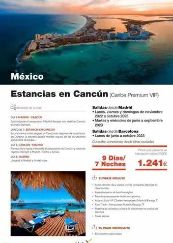 Il méxico estancias en cancún (caribe premium vip) itinerario de tu viaje día 1. madrid-cancún salida desde el aeropuert
