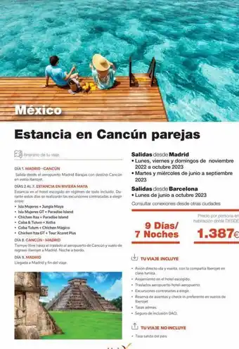 Halcón Viajes México estancia en cancún parejas salidas desde madrid • lunes, viernes y domingos de noviembre 2022 a octubre 2023 • mar oferta