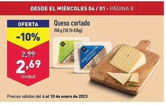 ALDI Queso cortado oferta