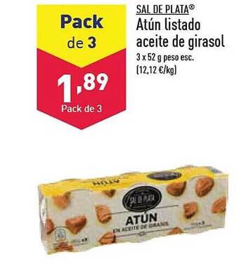 ALDI Sal de plata atún listado aceite de girasol oferta
