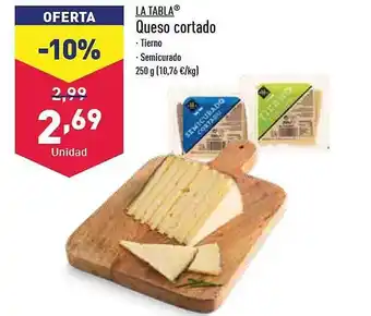ALDI La tabla queso cortado tierno semicurado oferta