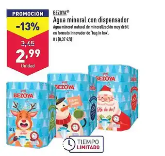 ALDI Bezoya agua mineral con dispensador oferta