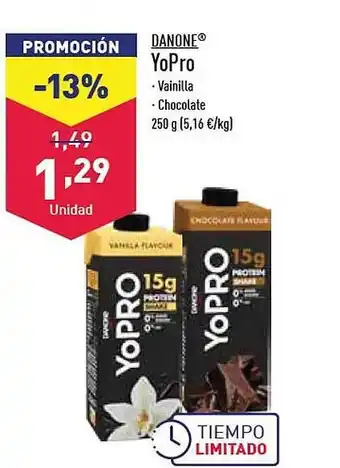 ALDI Danone yopro vainilla chocolate oferta