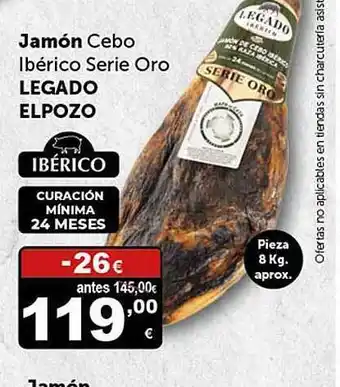 Masymas Jamón cebo ibérico serie oro legado elpozo oferta
