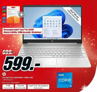 MediaMarkt Hp portátil 15s-fq5004ns + office 365 oferta
